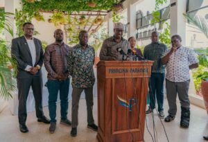 Members of CoG during a press conference with media houses .
