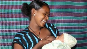 A breastfeeding mother 