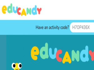 This screenshot illustrates the process of building an interactive holiday assignment within the Educandy platform.