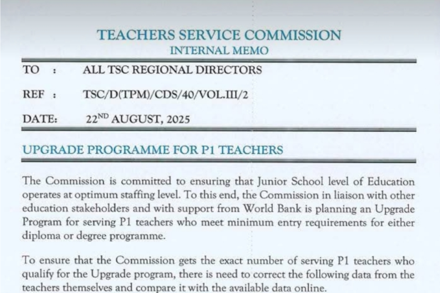 TSC advert.