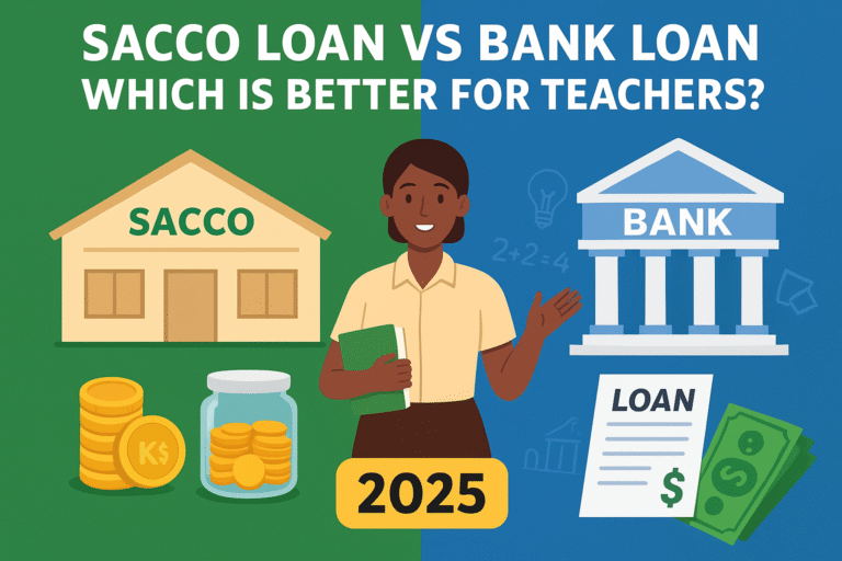 A comparative analysis diagram highlighting the distinctions in interest rates, eligibility criteria, collateral requirements, and application processes between loans offered by Savings and Credit Cooperative Organizations (SACCOs) and commercial banks.