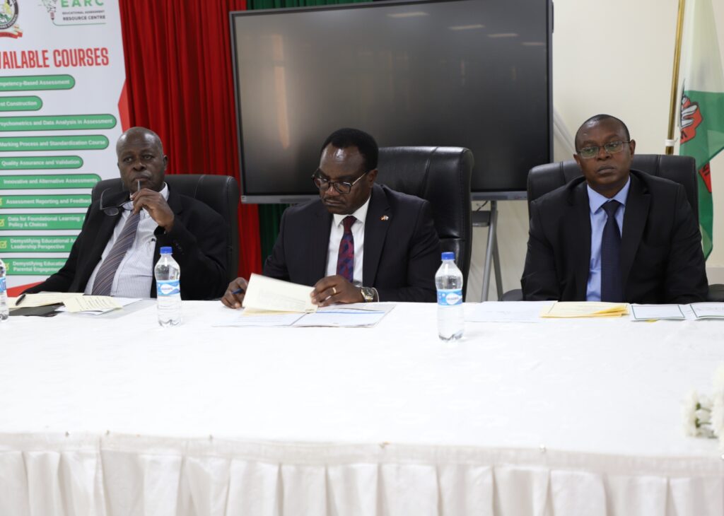The Chief Executive Officer of the Kenya National Examinations Council (KNEC), Dr. David Njeng’ere, alongside the Cabinet Secretary for Education, Mr. Julius Ogamba, during a press briefing on October 3, 2025.