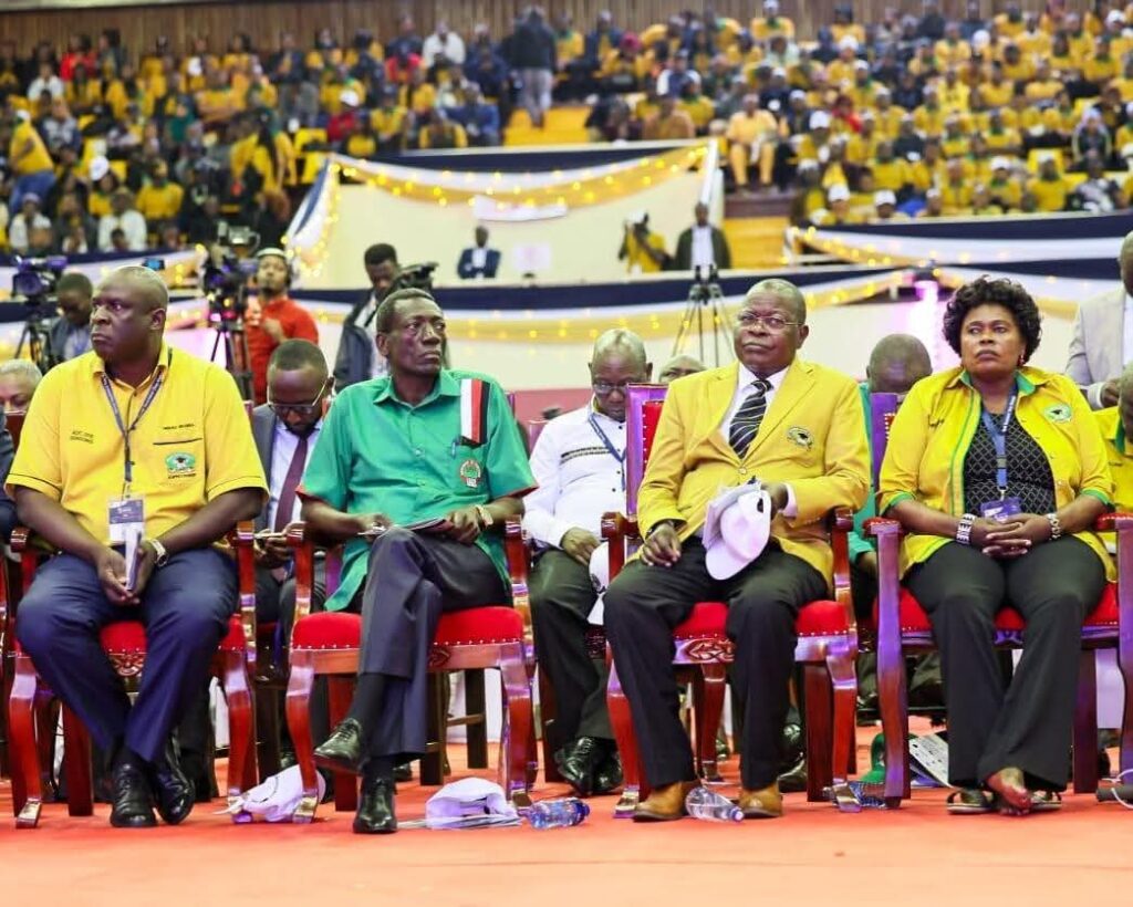 Leaders from the Kenya Union of Post Primary Education Teachers (KUPPET) and the Kenya National Union of Teachers (KNUT) at Moi International Sports Centre, Kasarani, during the World Teachers' Day celebrations on October 5, 2025. (Photo: Teachers Service Commission)
